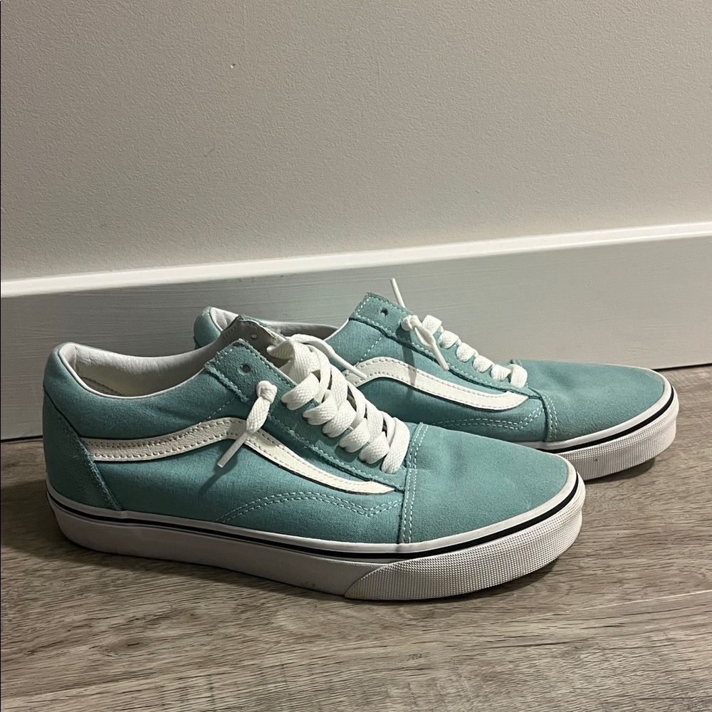 Vans Women’s  Aqua and White Sneakers